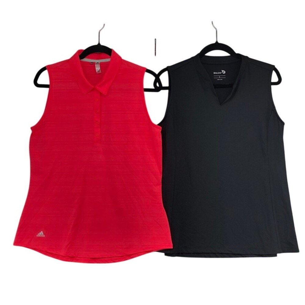 Adidas Baleaf Sleeveless Tops Womens Large Lot Red Black Golf Tennis Athletic